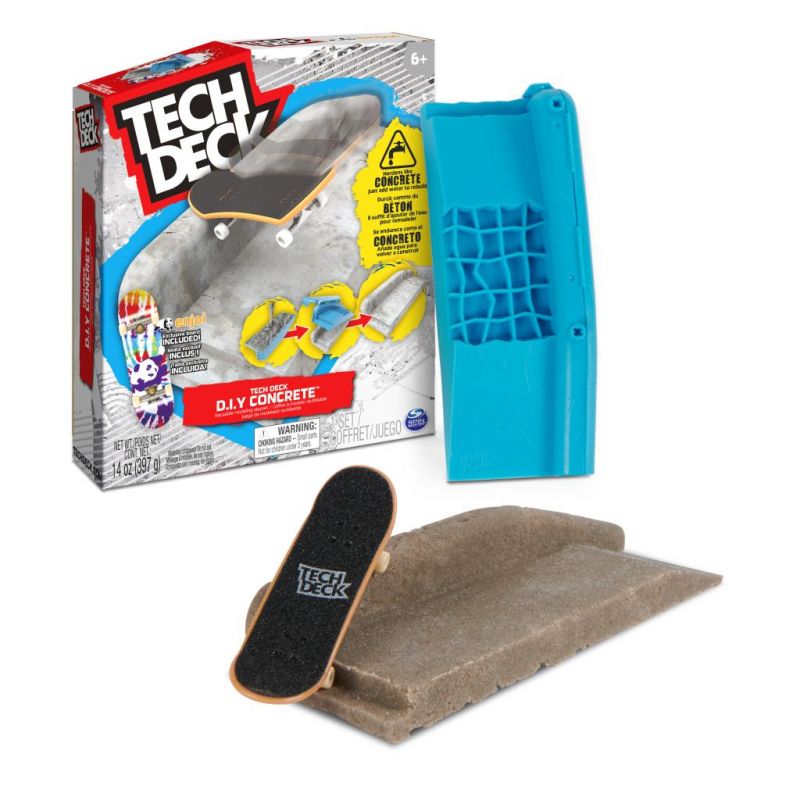Tech Deck D.I.Y. Concrete Set mit Verpackung, blauer Form, Mini-Skateboard und Betonrampe. Tech Deck D.I.Y. Concrete Set mit Verpackung, blauer Form, Mini-Skateboard und Betonrampe.