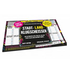 Bunter Stadt Land Klugscheisser-Block mit mehreren Spielblättern und auffälligem, dekorativem Schriftzug.