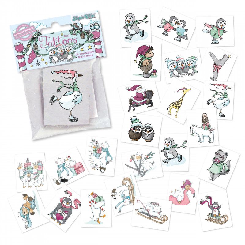 TapirElla Mini-Tattoo-Set, Weihnachten 4 tlg