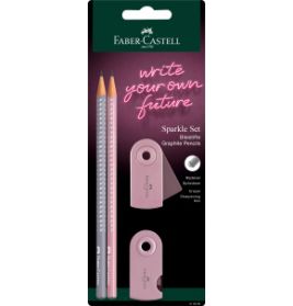 Sparkle Bleistift Set, rose shadows, Bliserkarte m. 2 Bleistiften, 1 Sleeve Mini Radierer u. 1 Sleeve Mini Einfachspitzdose