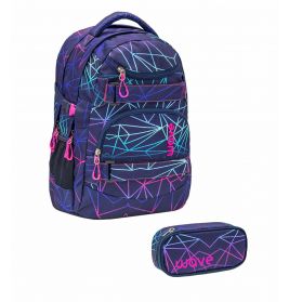 Wave Backpack Infinity + Schlamperbox Stripes purple