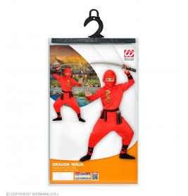 RED DRAGON NINJA" 104 - (Oberteil mit Kapuze, Hose, Gürtel, Gesichtsmaske,Arm- und Beinbänder)
