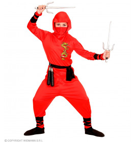 RED DRAGON NINJA" 116 - (Oberteil mit Kapuze, Hose, Gürtel, Gesichtsmaske,Arm- und Beinbänder)