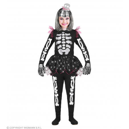 SKELETT (Bluse mit Tutu, Hose, Kopfbedeckung) (104 cm / 2-3 Years)