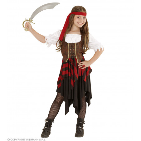 PIRATIN (Kleid, Korsett, Kopfband) (128 cm / 5-7 Years)