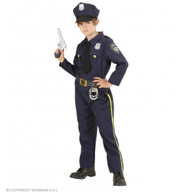 POLIZIST (Hemd mit Krawatte, Hose, Hut) (128 cm / 5-7 Years)