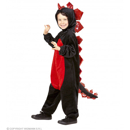 SCHWARZER DRACHE AUS PLÜSCH (Overall mit Kapuze) (98 cm / 1-2 Years)