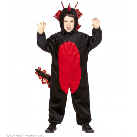 SCHWARZER DRACHE AUS PLÜSCH (Overall mit Kapuze) (104 cm / 2-3 Years)