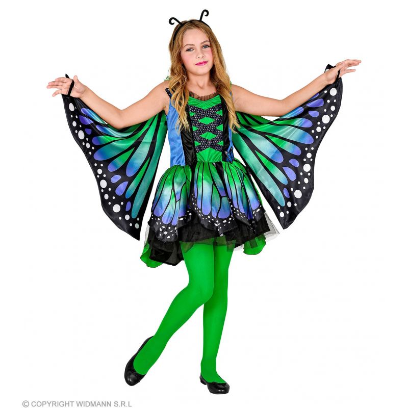 Schmetterling (/Kleid mit Tutu, Flügel, Antenne) 140 cm