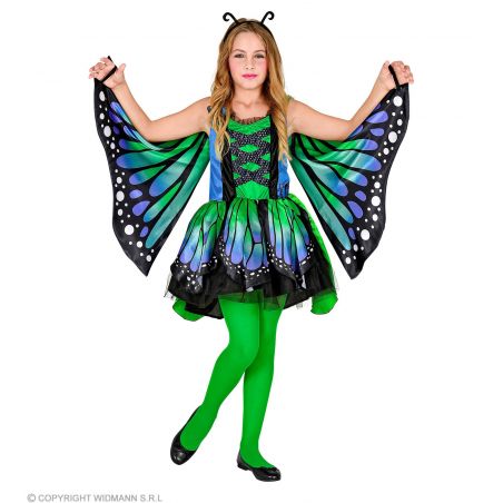 Schmetterling (/Kleid mit Tutu, Flügel, Antenne) 140 cm