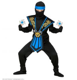 Blauer Kombat Ninja m.Waffenset 116 cm