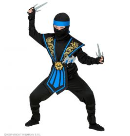 Blauer Kombat Ninja m.Waffenset 116 cm