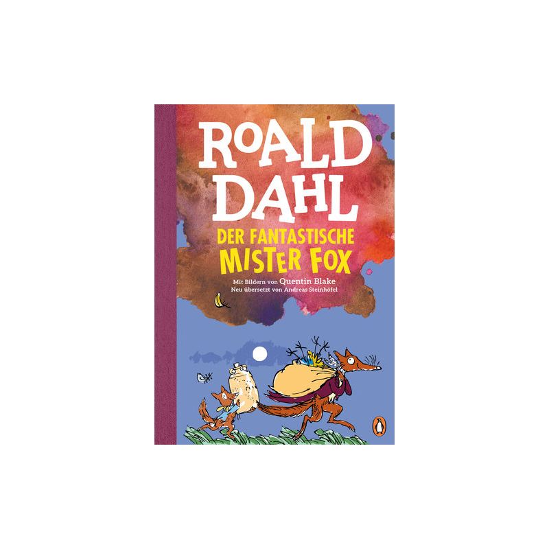 Buchcover von Der Fantastische Mister Fox von Roald Dahl, illustriert mit Füchsen, die Taschen tragen.