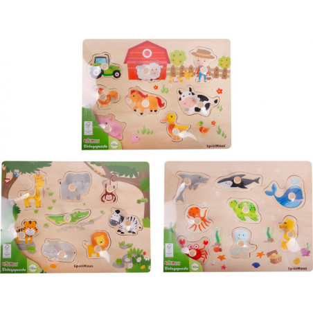 SpielMaus Holz Einlegepuzzle 7-10 Teile, sortiert