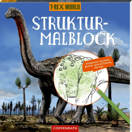 Struktur-Malblock (mit Schraffur-Schablone) T-Rex World