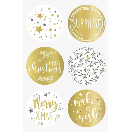 Sticker Xmas rund gold 4cm