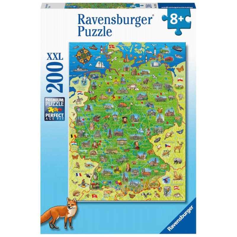 Ravensburger 13337 Puzzle Bunte Deutschlandkarte 200 Teile Ravensburger 13337 Puzzle Bunte Deutschlandkarte 200 Teile
