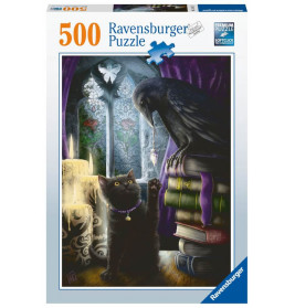 Ravensburger Puzzle 16987 Rabe und Katze im Turmzimmer 500 Teile Puzzle