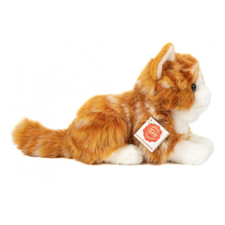 Teddy Hermann Katze liegend, rot getigert, 20 cm