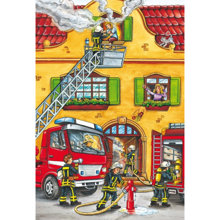 Schmidt Spiele Kinderpuzzle Feuerwehr und Polizei, 3x24 Teile