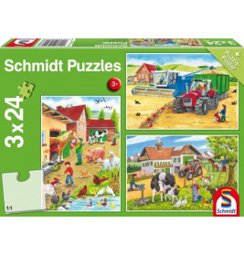 Schmidt Spiele Kinderpuzzle Auf dem Bauernhof, 3x24 Teile
