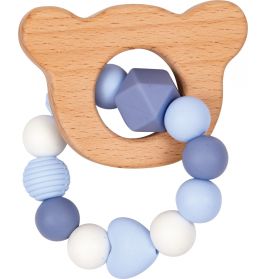 Silikon-Holz-Beißring, hellblau - BabyGlück