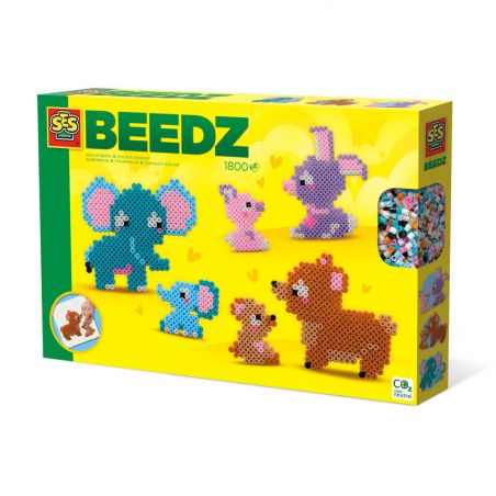 Gelbe SES Beedz-Box mit Tiermotiven (Elefant, Hase, Maus, Reh) und 1800 Perlen abgebildet. Gelbe SES Beedz-Box mit Tiermotiven (Elefant, Hase, Maus, Reh) und 1800 Perlen abgebildet.