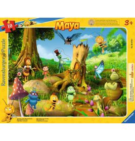 Kinderpuzzle 05670 - Abenteuer auf der Klatschmohnwiese - 10 Teile Biene Maja Rahmenpuz