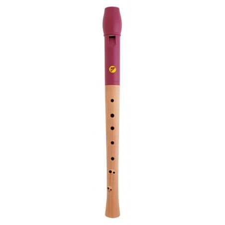 Voggys Holz-Kunststoff-Blockflöte (roter Flötenkopf)
