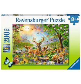 Ravensburger Puzzle, 200 Teile, mit farbenfroher Waldszene: Hirsch, Fuchs, Hase und Vögel auf der Schachtel.