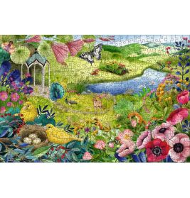 Puzzle Wilder Garten - 500 Teile Holzpuzzle, mit individuellen Puzzleteilen und