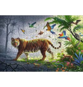 Puzzle Tiger im Dschungel - 500 Teile Holzpuzzle, mit individuellen Puzzleforme