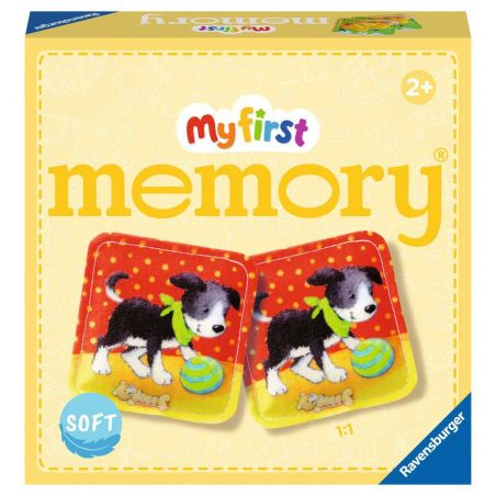 Box des My First Memory-Spiels ab 2 Jahren mit passenden Hundekarten auf der Vorderseite.