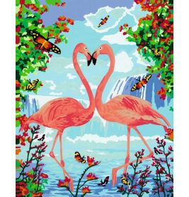 Malen nach Zahlen Flamingo Love