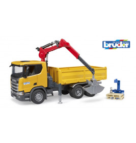 bruder 03551 Scania Super 560R Baustellen- LKW Kran und 2 Paletten