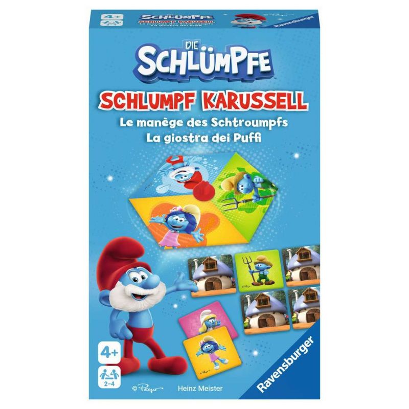 Mitbringspiel Schlumpf Karussell, das spannende Kreisel-Merkspiel für kleine