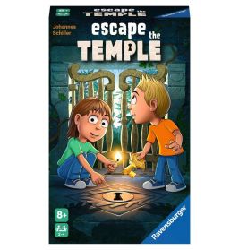 Zwei Kinder öffnen ein Tor mit einem Schlüssel, Escape the Temple Spiel, ab 8 Jahren, Ravensburger.