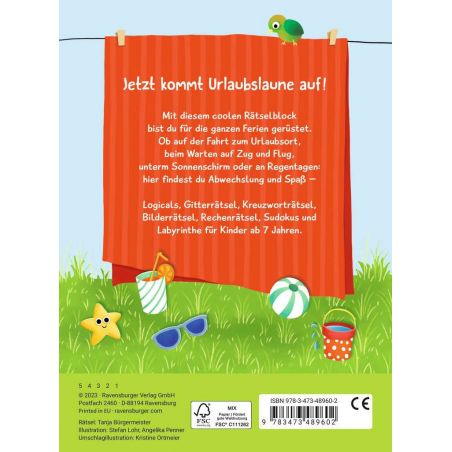 Ravensburger Mein kunterbunter Ferien-Rätselblock - Rätselspaß im Urlaub, auf Reisen oder Zuhause -