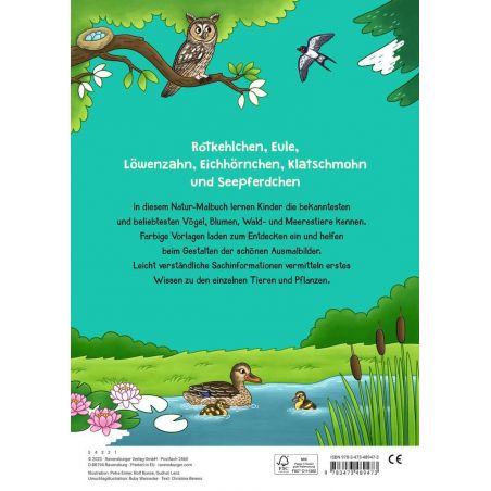 Ravensburger Mein großes Natur-Malbuch - heimische Waldtiere, Meerestiere, Vögel und Pflanzen zum Au