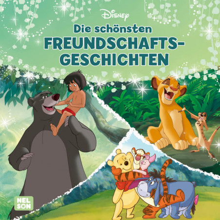 Cover mit Disney-Figuren: Mowgli und Balu, Simba, Timon, Pumbaa sowie Winnie Puuh und Freunde.