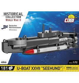 COBI Bausatz U-Boot XXVII Seehund mit Torpedos, 181 Teile, aus der World War II Historical Collection.