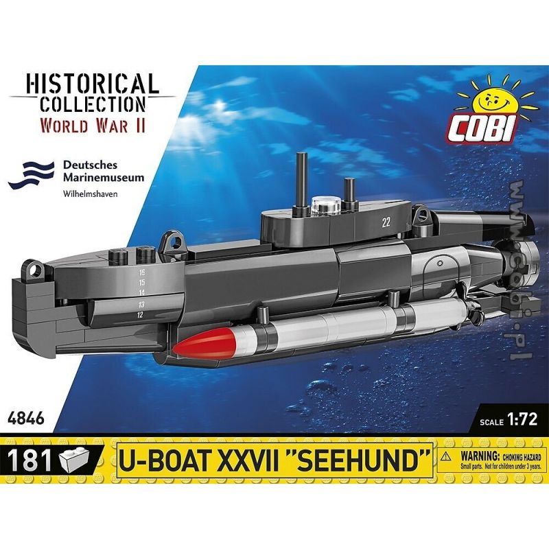 COBI Bausatz U-Boot XXVII Seehund mit Torpedos, 181 Teile, aus der World War II Historical Collection.