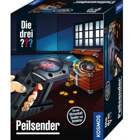 Ultraschall-Sender und -Empfänger-Spielzeug mit Münzen und Truhen aus Die drei ??? Peilsender von Kosmos.