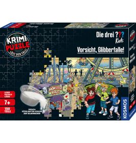 Puzzlebox mit 150 Teilen für Kinder, Motiv: Bunter Freizeitpark und drei Cartoon-Kinder.