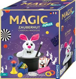 Magic Junior Zauberkasten mit Hase im Hut, Zauberstab, Karten und Requisiten für 25 Zaubertricks.