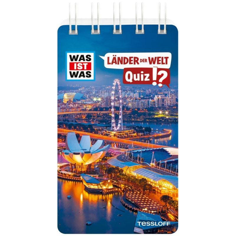 Quizbuch-Cover mit Stadtansicht, Riesenrad und beleuchteten Gebäuden deutscher Buchtitel.