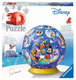 3D Disney Puzzleball mit Mickey, Minnie, Donald, Goofy und Disney-Prinzessinnen auf der Verpackung.