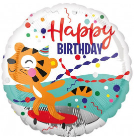 Standard Happy Tiger Geburtstag Folienballon S40 verpackt
