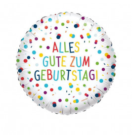 Standard EU Confetti Birthday Alles Gute Folienballon rund S40 verpackt