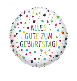 Confetti Birthday Alles Gute Folienballon rund 43 cm inkl. Helium